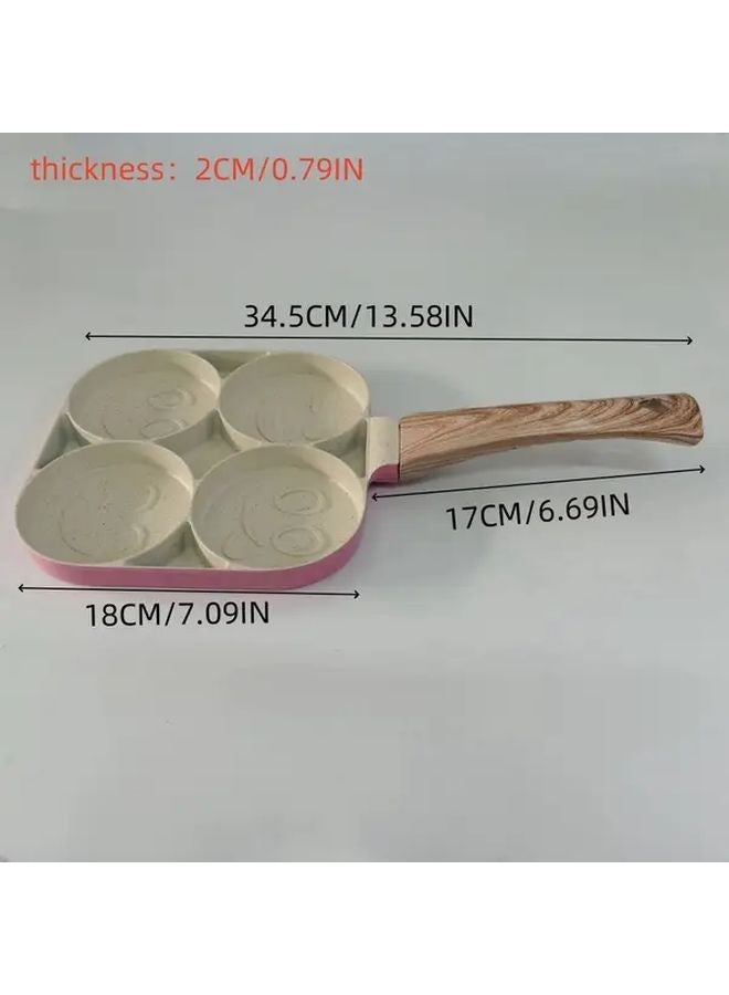 Beige Cartoon 4 Cup Non Stick Egg Frying Pan Aluminum Alloy Maifan Stone Skillet - Image 3